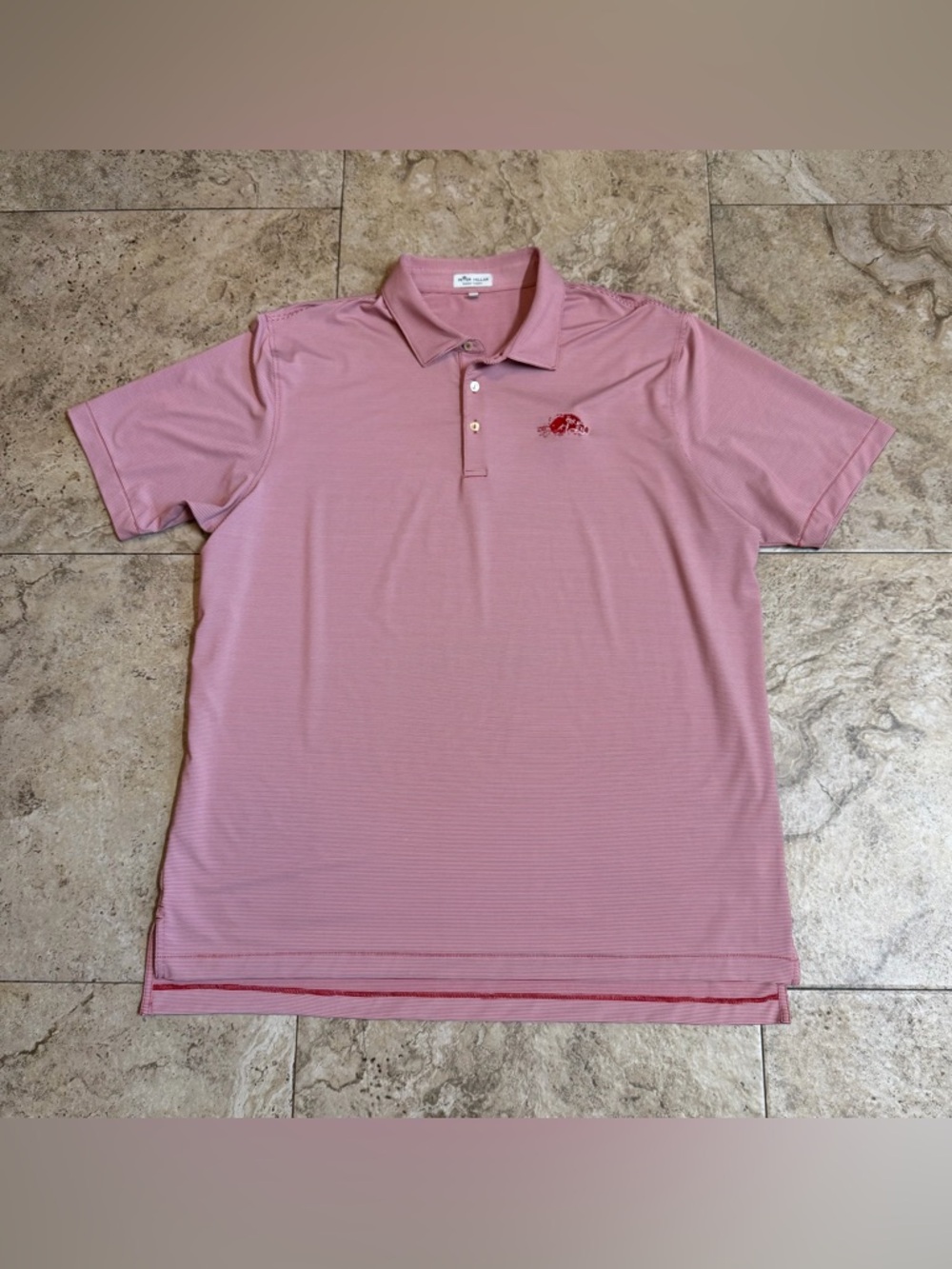 Peter Millar Summer Comfort Arkansas Razorbacks Retro Logo 2 XL Golf Polo Red